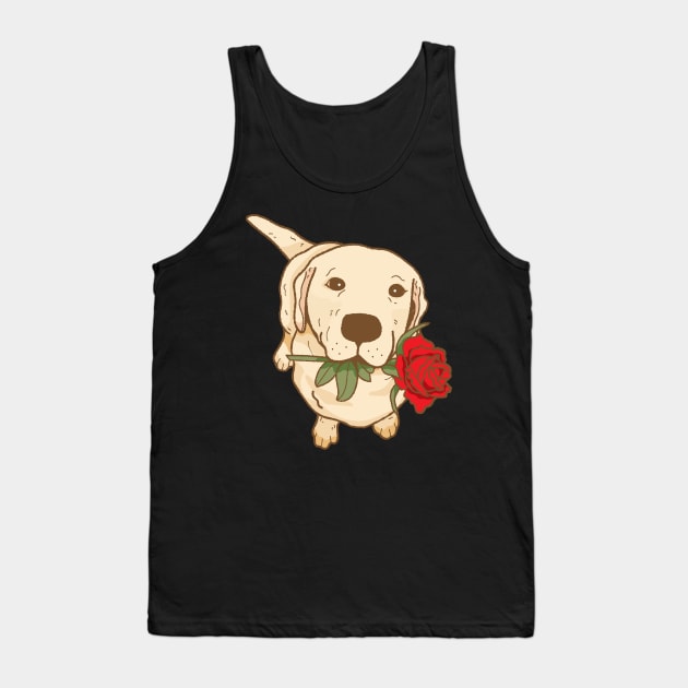 Golden Labrador with flower Tank Top by elhlaouistore